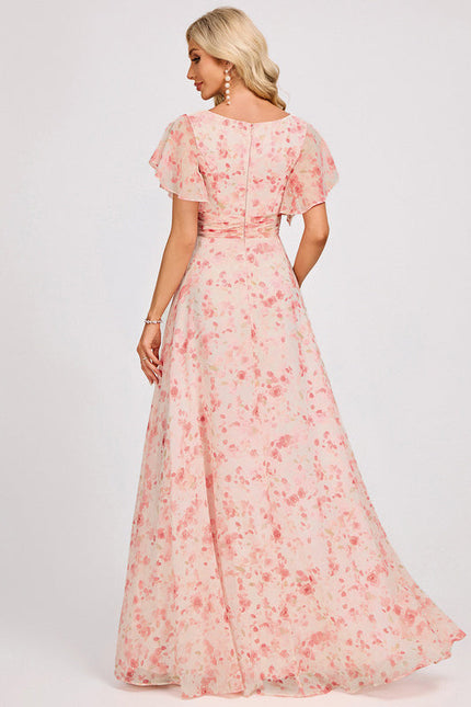 Robe Demoiselle D'Honneur À Volants Rose Pâle - gallery 5