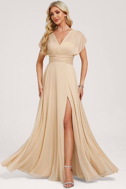 Robe Demoiselle D'Honneur Sable Élégante - gallery 2