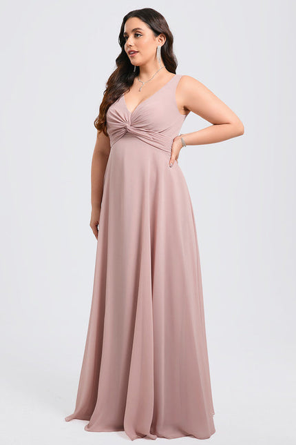 Robe Demoiselle D'Honneur Mousseline Beige - gallery 7