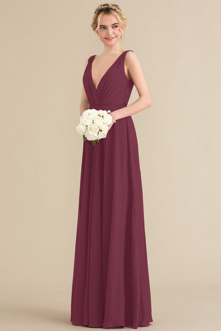 Robe Demoiselle D'Honneur Élégante Bordeaux - gallery 3