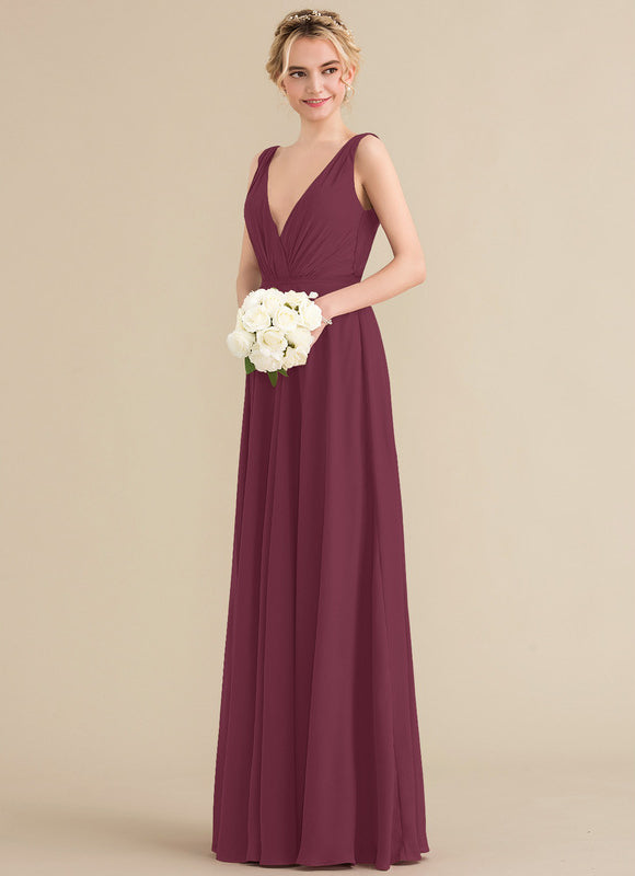 Robe Demoiselle D'Honneur Élégante Bordeaux - gallery 3