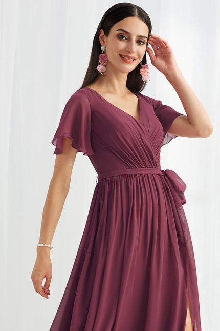 Robe Demoiselle D'Honneur Mousseline Beige - gallery 2