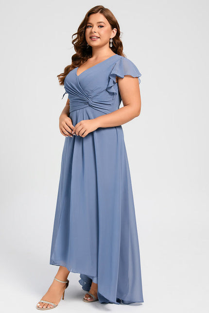 Robe Demoiselle D'Honneur Asymétrique Fluide - gallery 8