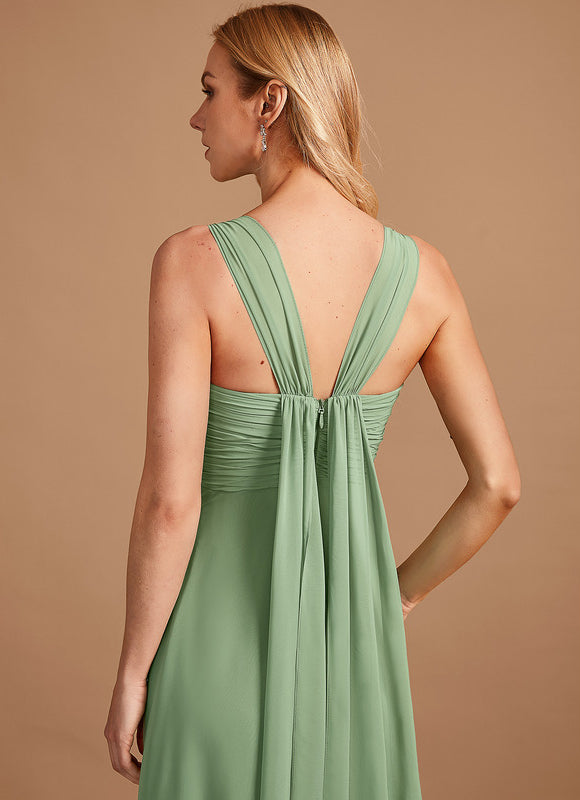 Robe Demoiselle D'Honneur À Volants Rose Pâle - gallery 7