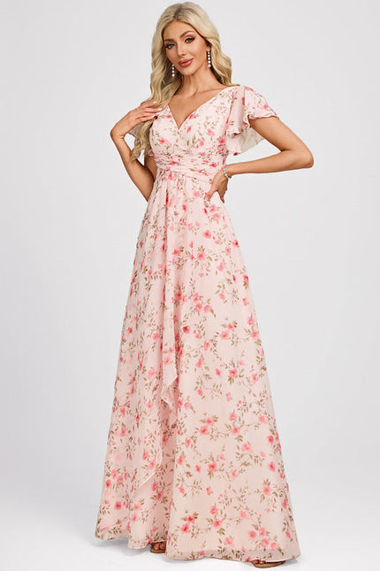 Robe Demoiselle D'Honneur À Volants Rose Pâle - gallery 3