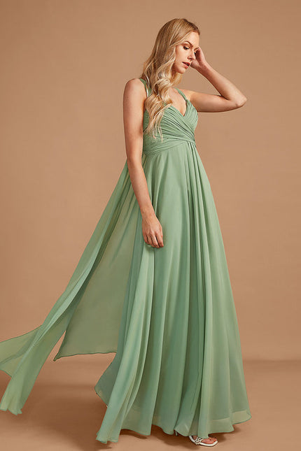 Robe Demoiselle D'Honneur À Volants Rose Pâle