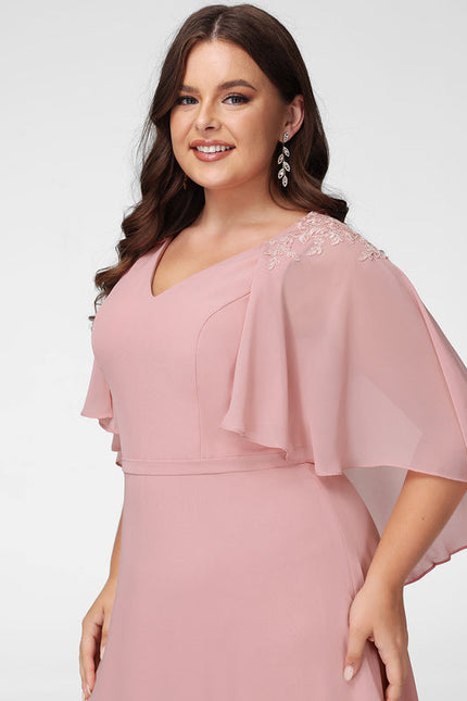 Robe Demoiselle D'Honneur Fluide Rose Pâle - gallery 8