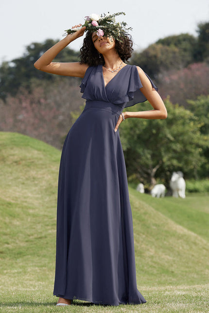 Robe Demoiselle D'Honneur Mousseline Beige - gallery 7