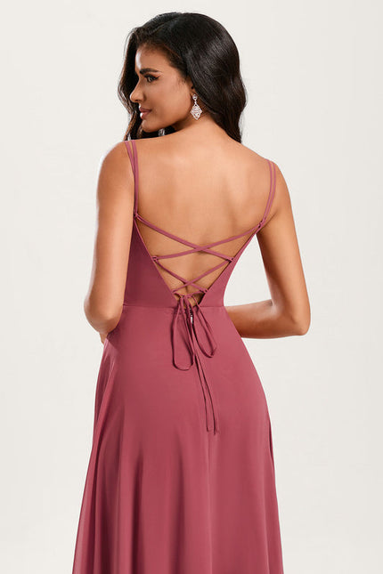 Robe Demoiselle D'Honneur À Volants Rose Pâle - gallery 6