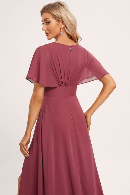 Robe Demoiselle D'Honneur À Volants Rose Pâle - gallery 4