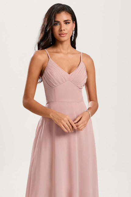 Robe Demoiselle D'Honneur À Volants Rose Pâle - gallery 5