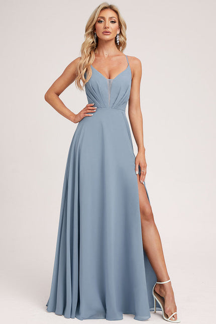 Robe Demoiselle D'Honneur Mousseline Beige - gallery 3