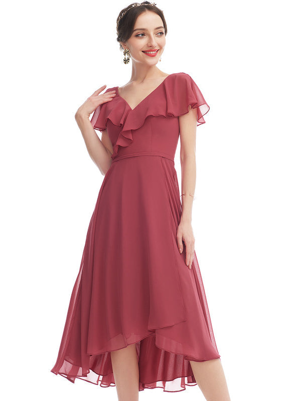 Robe Demoiselle D'Honneur Asymétrique Fluide - gallery 3