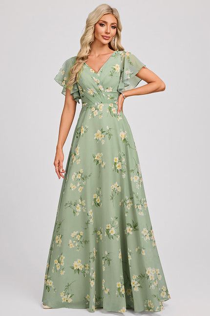 Robe Demoiselle D'Honneur À Volants Rose Pâle - gallery 1