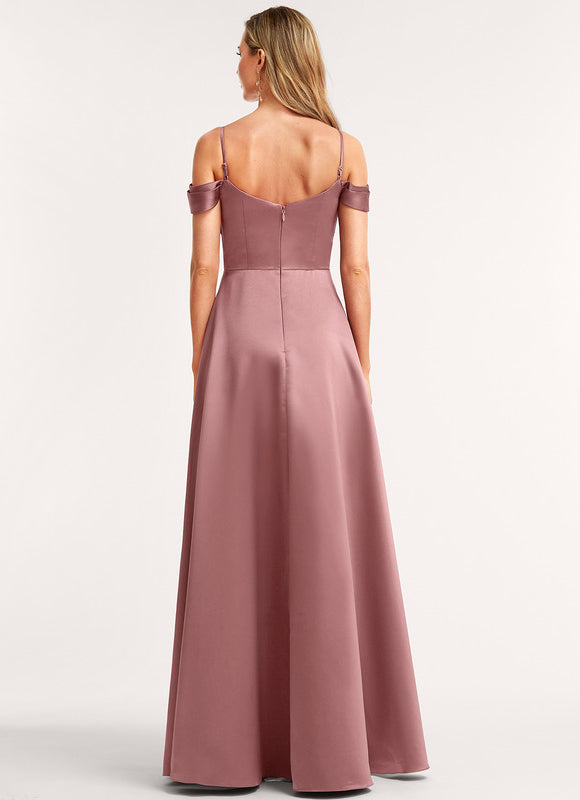 Robe Demoiselle D'Honneur Satinée Mauve - gallery 4