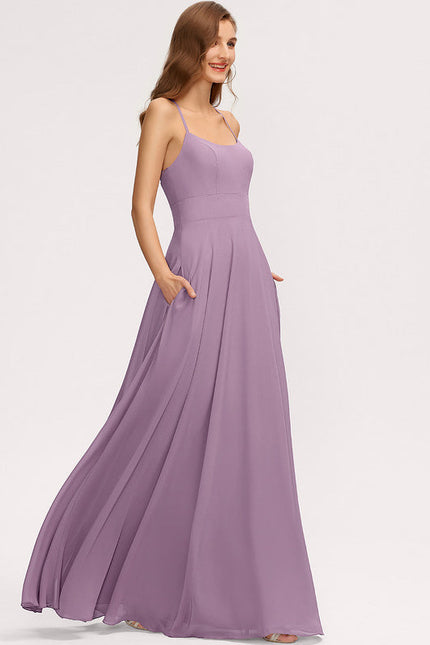 Robe Demoiselle D'Honneur Longue Beige Élégante - gallery 2