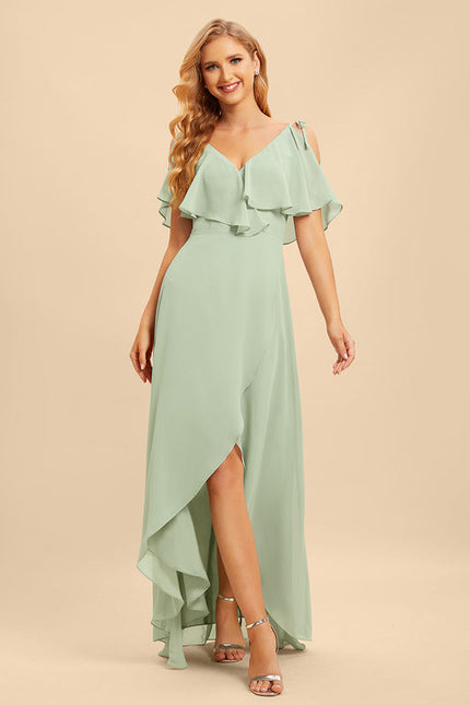 Robe Demoiselle D'Honneur Asymétrique Fluide