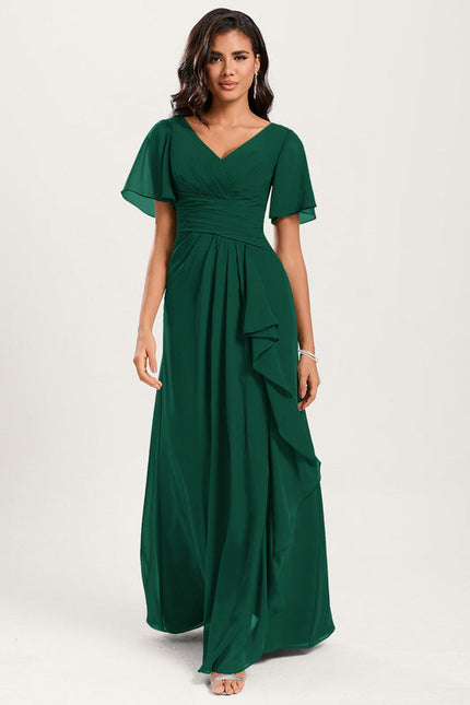 Robe Demoiselle D'Honneur À Volants Rose Pâle - gallery 4