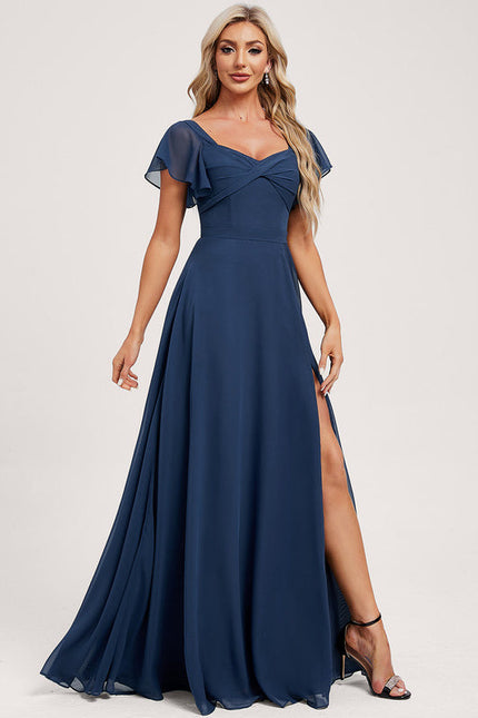 Robe Demoiselle D'Honneur À Volants Rose Pâle - gallery 2