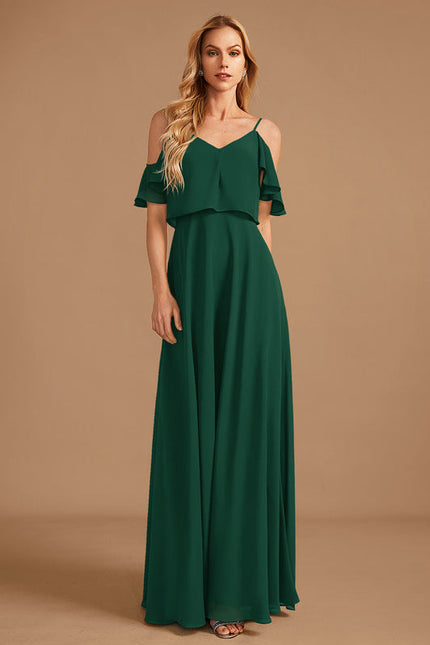 Robe Demoiselle D'Honneur À Volants Rose Pâle - gallery 1