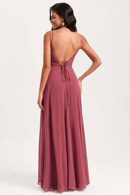 Robe Demoiselle D'Honneur À Volants Rose Pâle - gallery 7