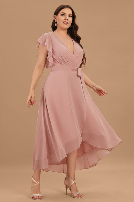 Robe Demoiselle D'Honneur Asymétrique Fluide - gallery 9