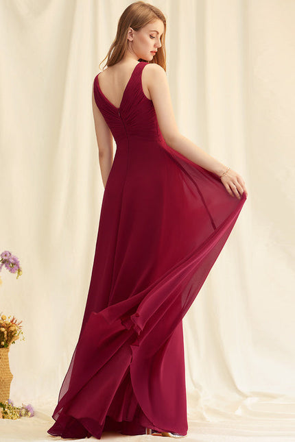 Robe Demoiselle D'Honneur Élégante Bordeaux - gallery 4