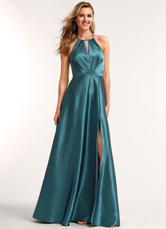 Robe Demoiselle D'Honneur Satin Bleu Nuit - gallery 3