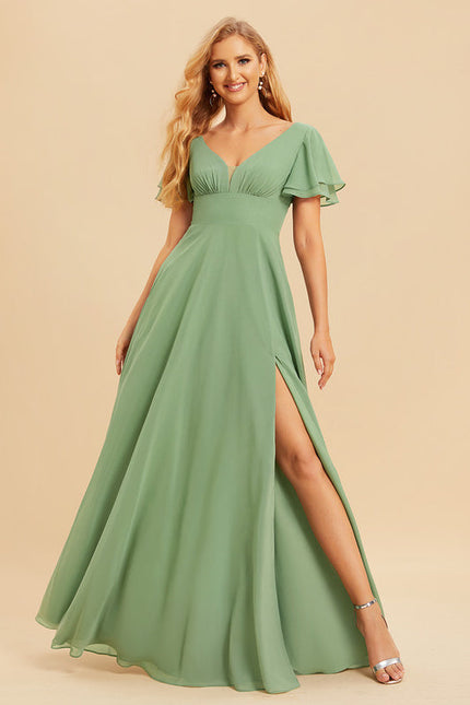 Robe Demoiselle D'Honneur À Volants Rose Pâle