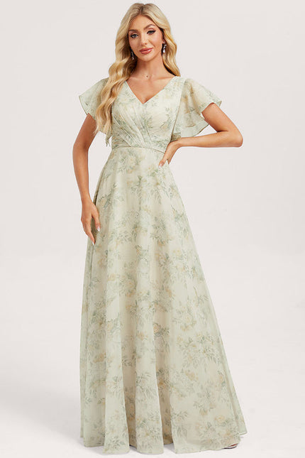 Robe Demoiselle D'Honneur À Volants Rose Pâle - gallery 1