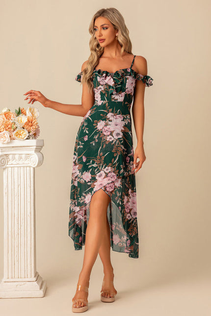 Robe Demoiselle D'Honneur Florale Évasée - gallery 1