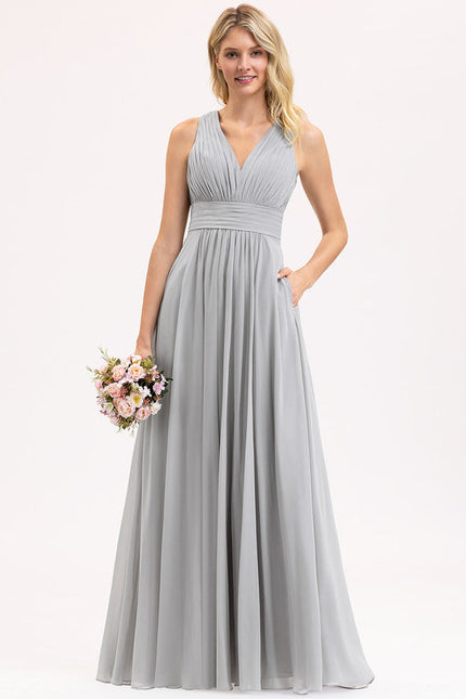 Robe Demoiselle D'Honneur Élégance Marine Flottante