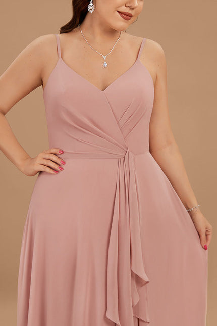 Robe Demoiselle D'Honneur À Volants Rose Pâle - gallery 8