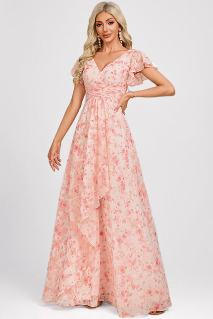 Robe Demoiselle D'Honneur À Volants Rose Pâle - gallery 2