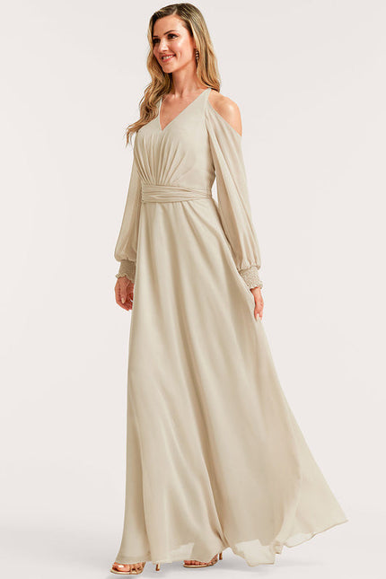 Robe Demoiselle D'Honneur Fluide Beige - gallery 1