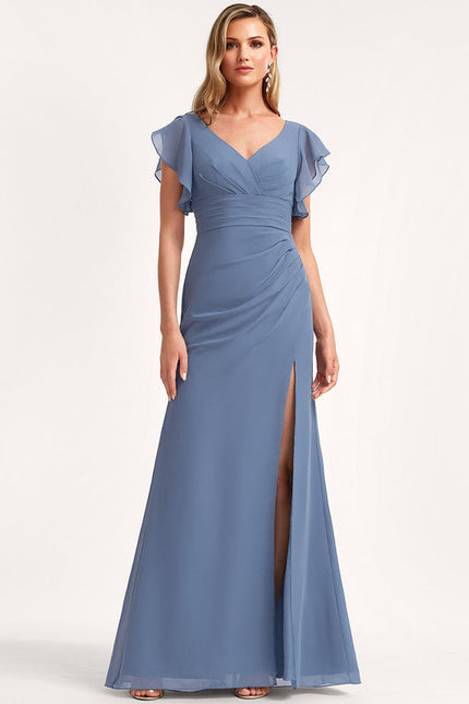 Robe Demoiselle D'Honneur À Volants Rose Pâle - gallery 3