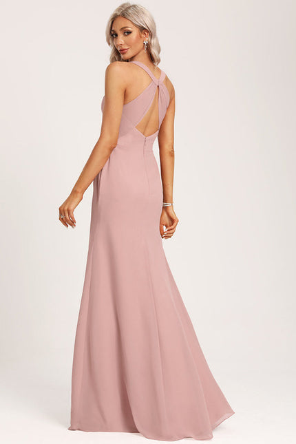 Robe Demoiselle D'Honneur À Volants Rose Pâle - gallery 6