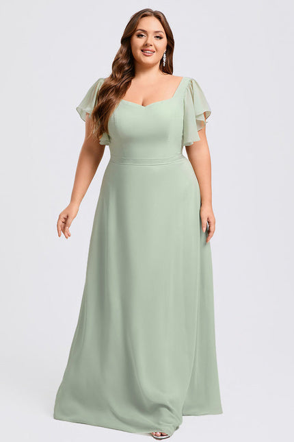 Robe Demoiselle D'Honneur À Volants Rose Pâle - gallery 7