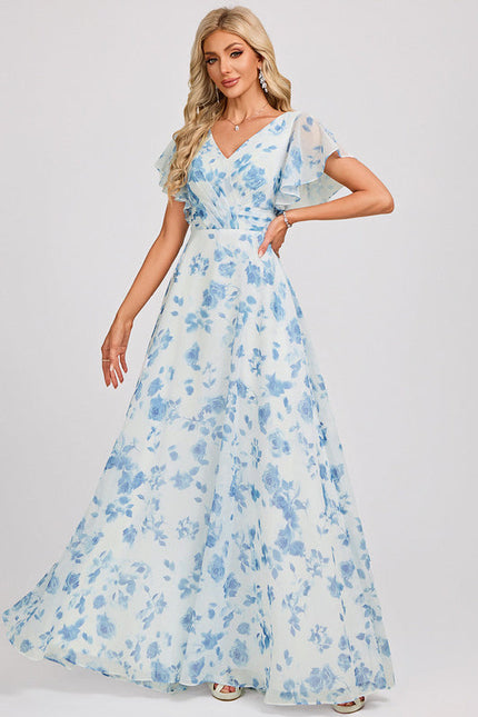 Robe Demoiselle D'Honneur À Volants Rose Pâle