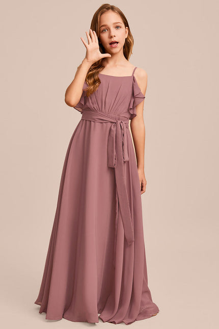 Robe Demoiselle D'Honneur Mousseline Ciel - gallery 5