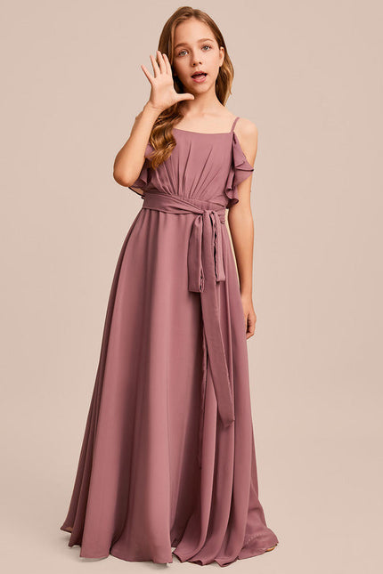 Robe Demoiselle D'Honneur Mousseline Ciel - gallery 7