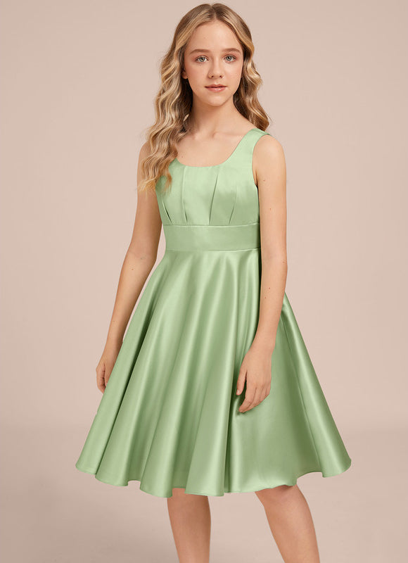 Robe Demoiselle D'Honneur Satin Vert Pastel - gallery 3