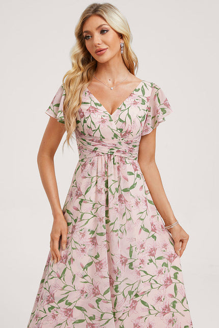 Robe Demoiselle D'Honneur À Volants Rose Pâle - gallery 2