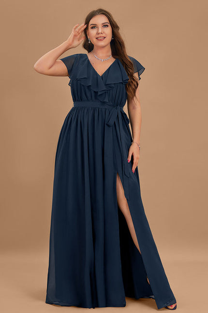 Robe Demoiselle D'Honneur Élégance Marine Flottante - gallery 8