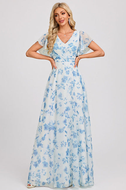 Robe Demoiselle D'Honneur À Volants Rose Pâle - gallery 2