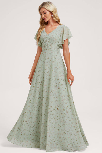 Robe Demoiselle D'Honneur À Volants Rose Pâle - gallery 3