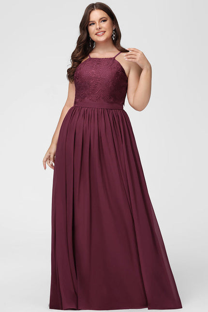 Robe Demoiselle D'Honneur Dentelle Bordeaux - gallery 9