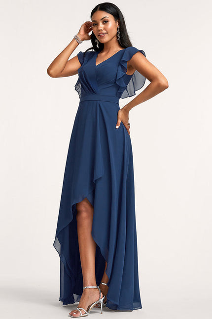 Robe Demoiselle D'Honneur Asymétrique Fluide