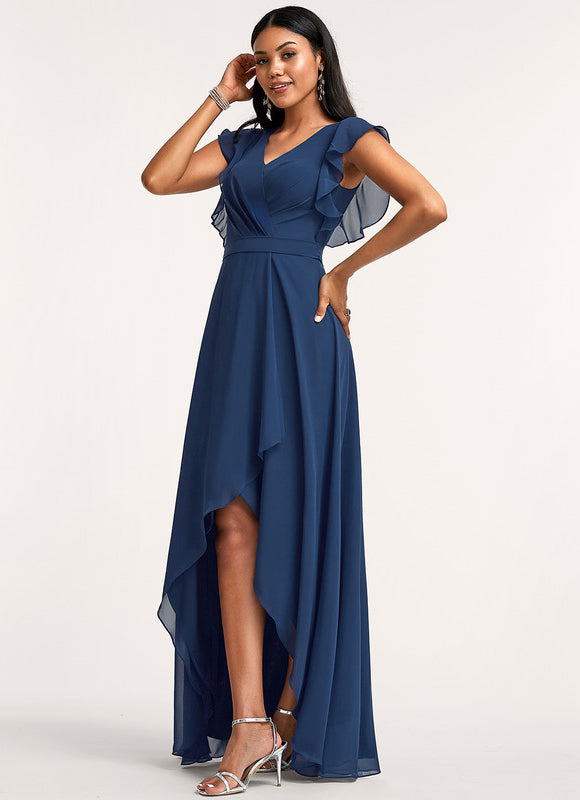 Robe Demoiselle D'Honneur Asymétrique Fluide