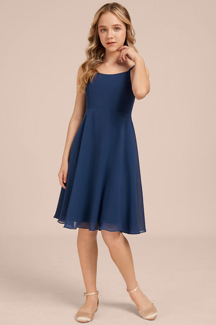 Robe Demoiselle D'Honneur Bleu Nuit Fluide - gallery 4